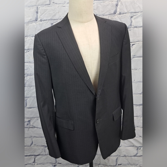 Z Zegna Men's Blazer Sport Coat Jacket City Gray Striped 100% Wool 40R - Picture 3 of 16